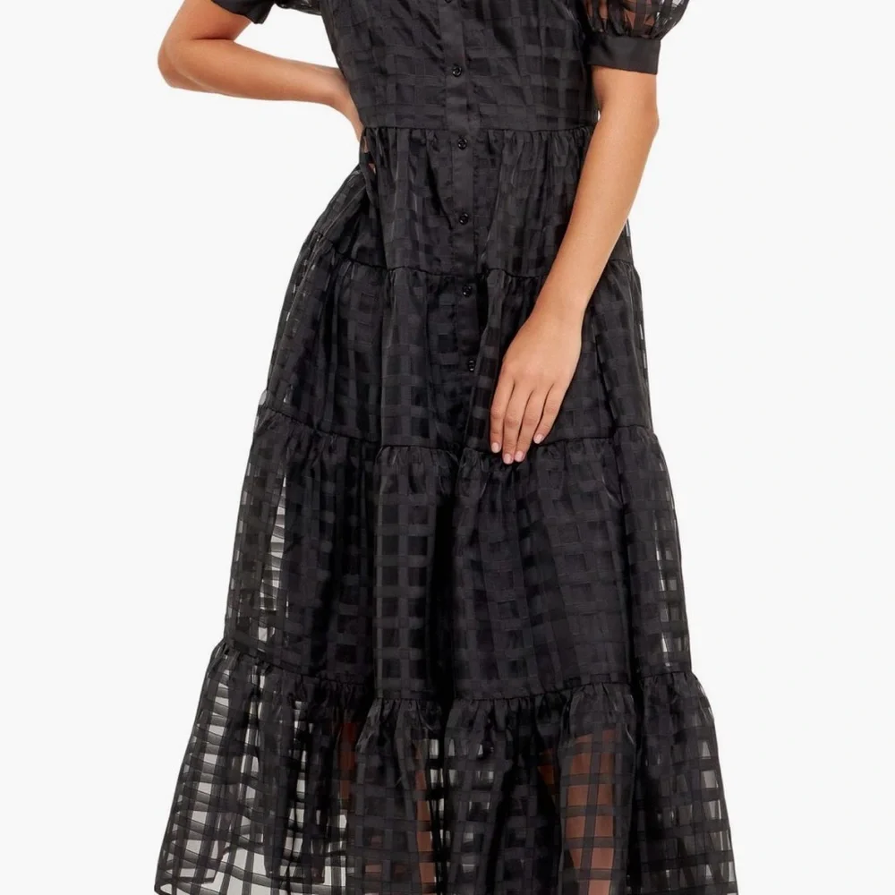 English Factory Black Grid Midi Dress - Picture 4 of 6
